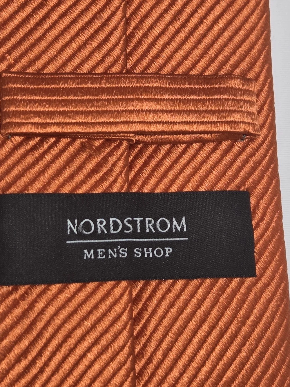Nordstrom Men's Vibrant Solid 100% Silk Orange Ribbed Satin Repp Tie 3.25x58